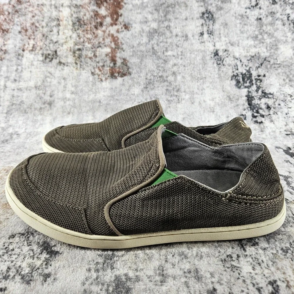 OluKai‎ Nohea Mesh Slip On Shoes Mens 9.5 Brown Loafers Drop Heel Comfort